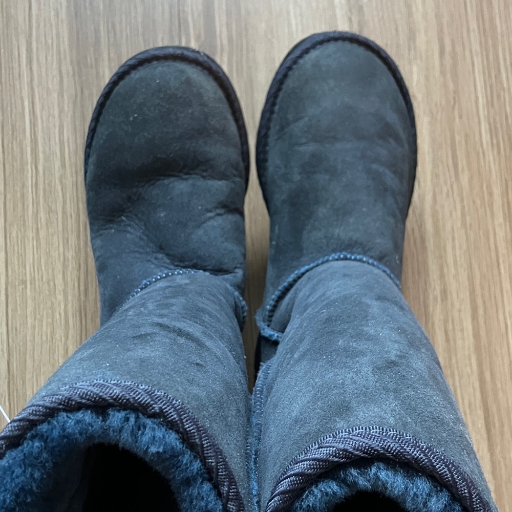 UGG Jumbo Classic Tall Navy Blue Sheepskin Boots - Picture 2 of 12